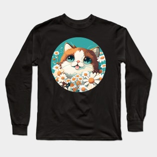 Floral Kitty - Cat Filled With Flowers Long Sleeve T-Shirt